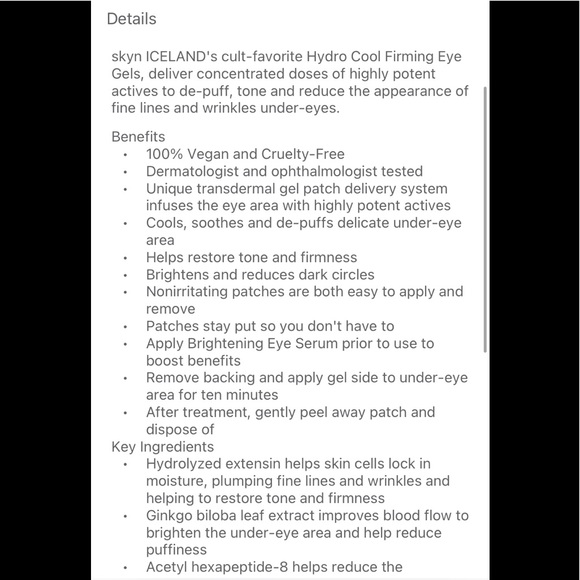 2x Skyn Iceland Hydro Cool Firming Eye Gels - Picture 4 of 8